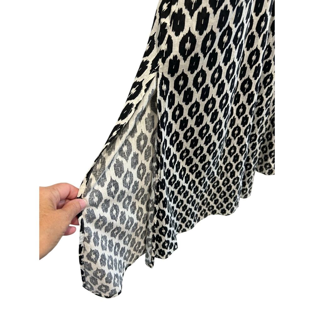 Marine Layer Black and White Printed Wrap Midi Dress - Picture 6 of 9